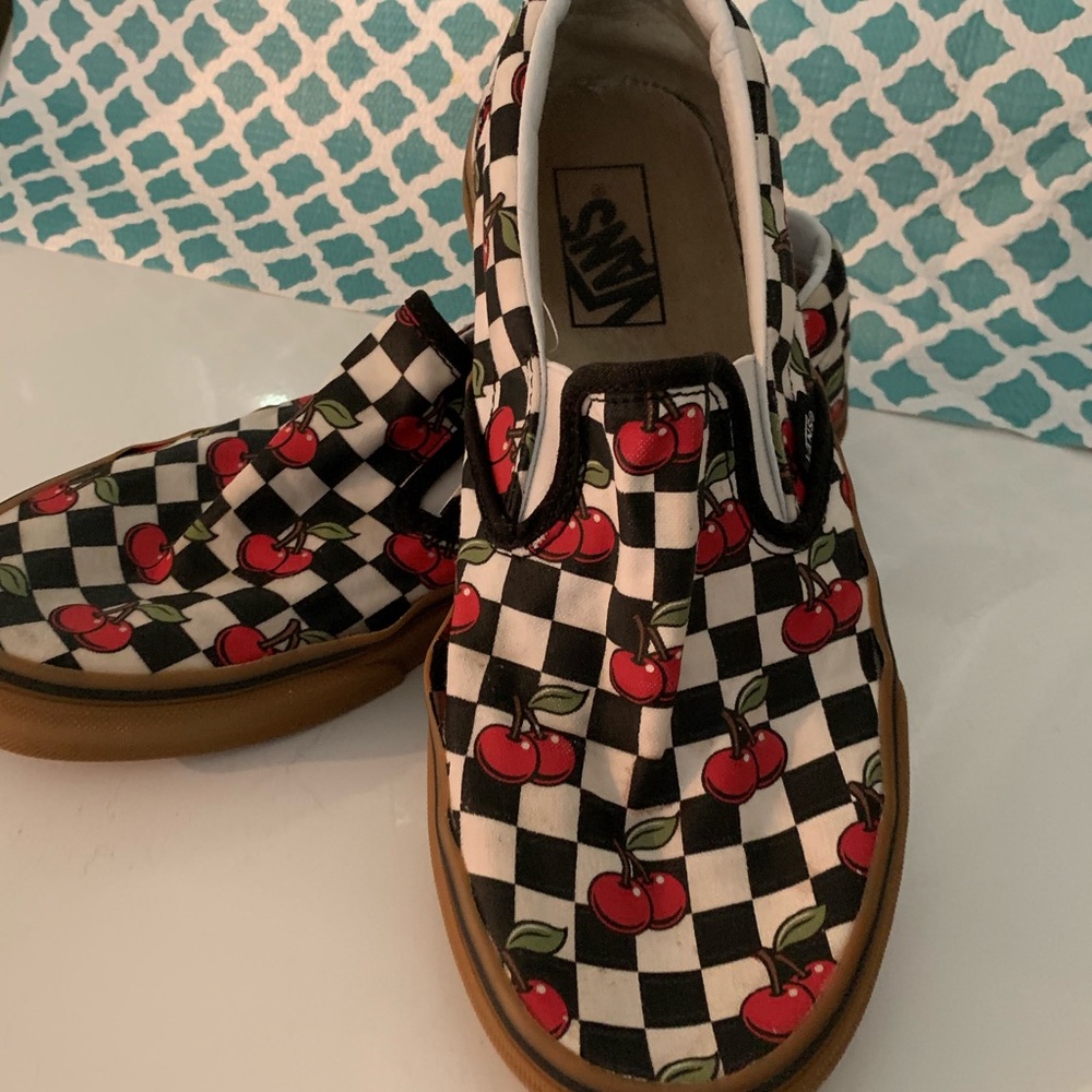 Cherry Checkered Vans • Women’s 9